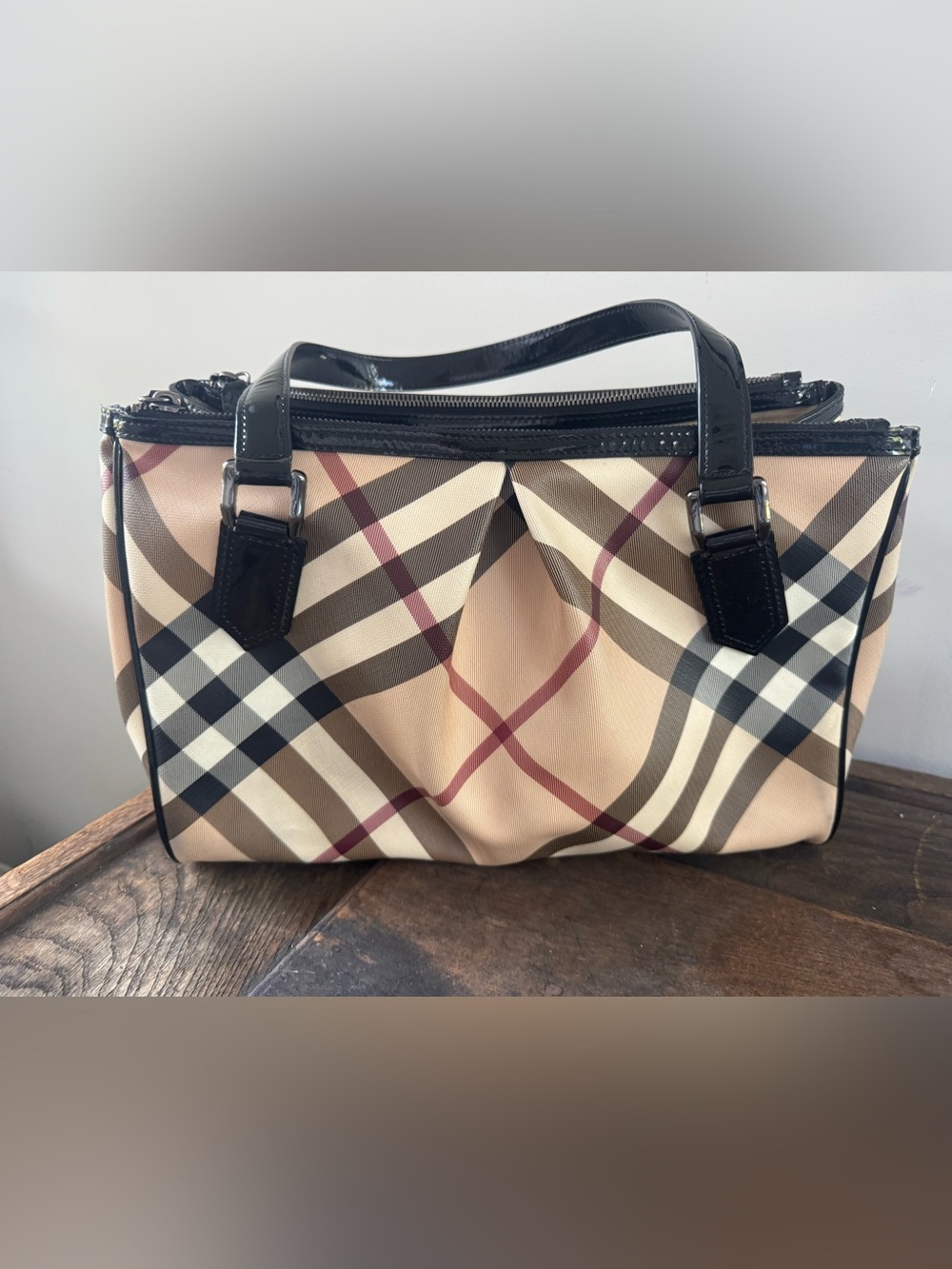 Authentic Burberry Nova Check Cartridge Pleat Tote